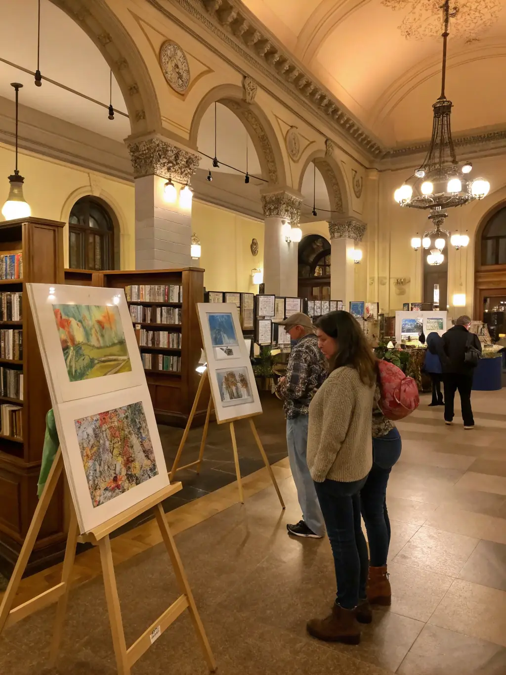 A picture of a cultural event hosted at the library, featuring local artists and community members enjoying the performances.